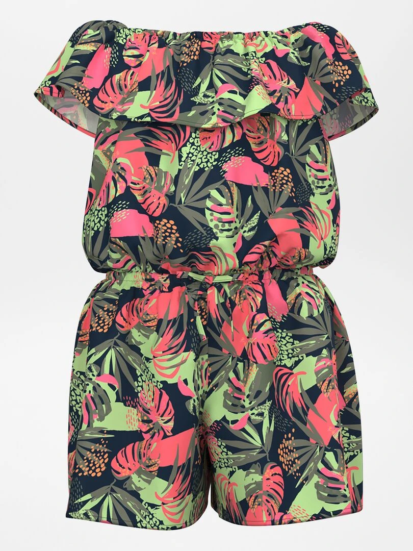 Combi short à haut volanté Bleu