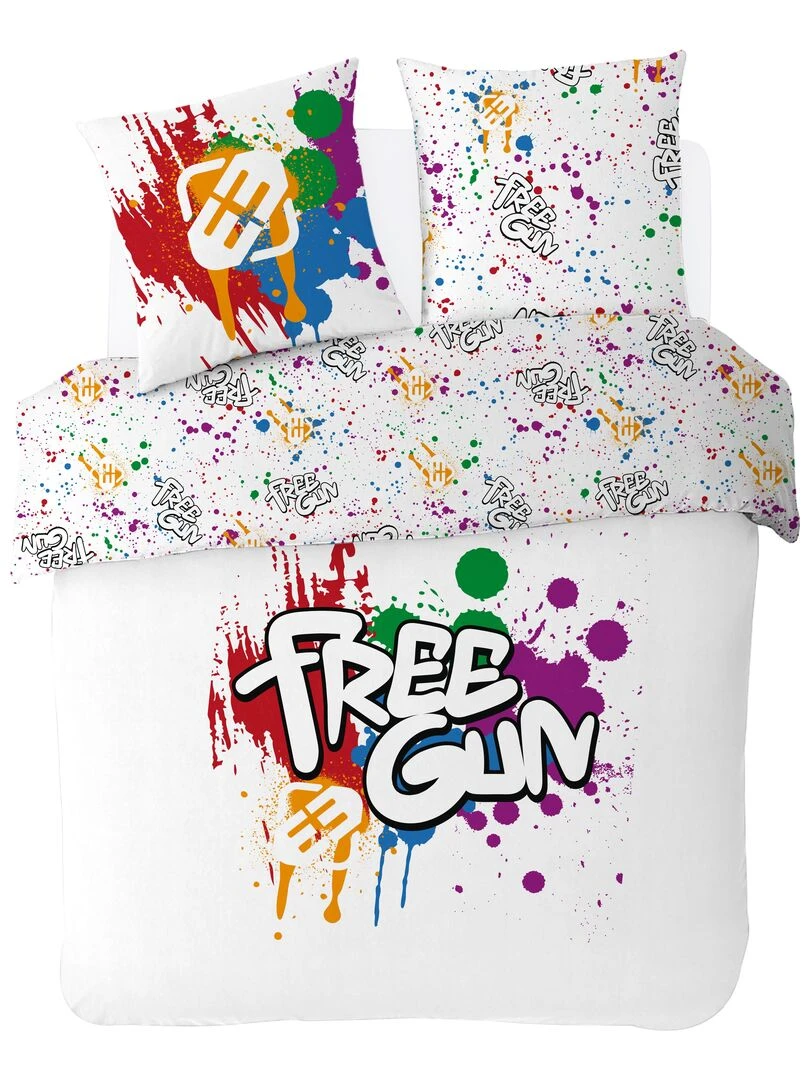 Housse de couette Freegun Paintcan 200x200 cm 100% Coton Blanc