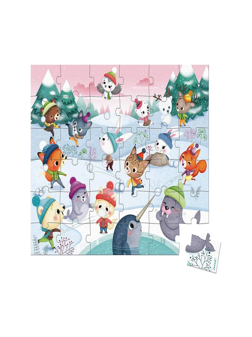 Puzzle Bataille De Boules De Neige 36 Pieces N/A