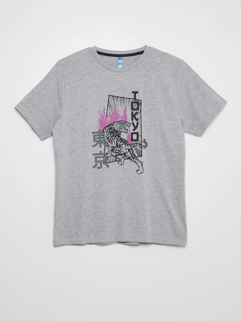 Ensemble de pyjama short + t shirt   2 pièces   Gris