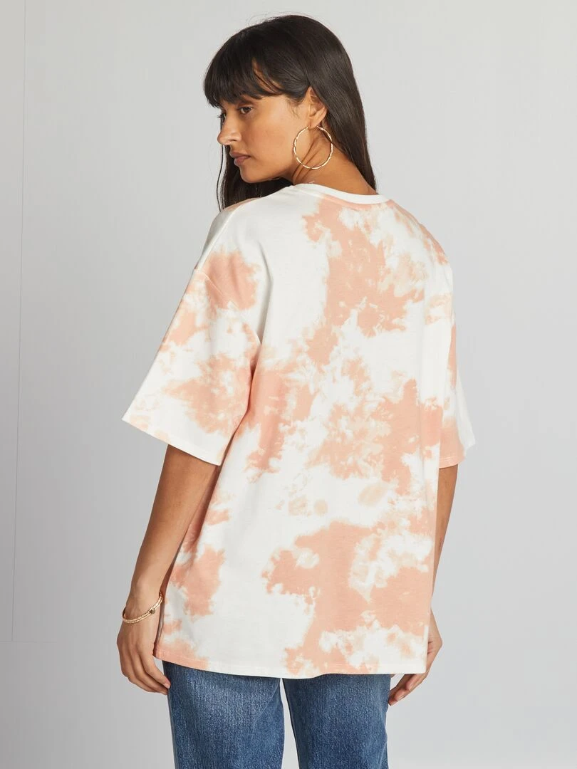 T shirt effet tie and dye 'The Doors'   Rose
