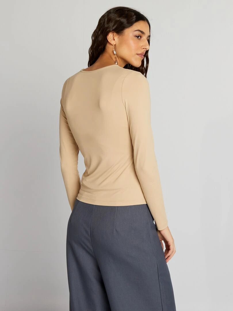 T shirt en maille stretch   Beige