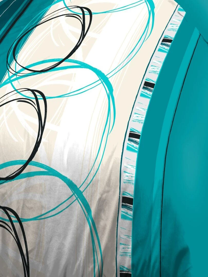 Housse de couette 240x260 + 2 taies Microfibre   Entretien Facile   Roue libre turquoise   Bleu turquoise