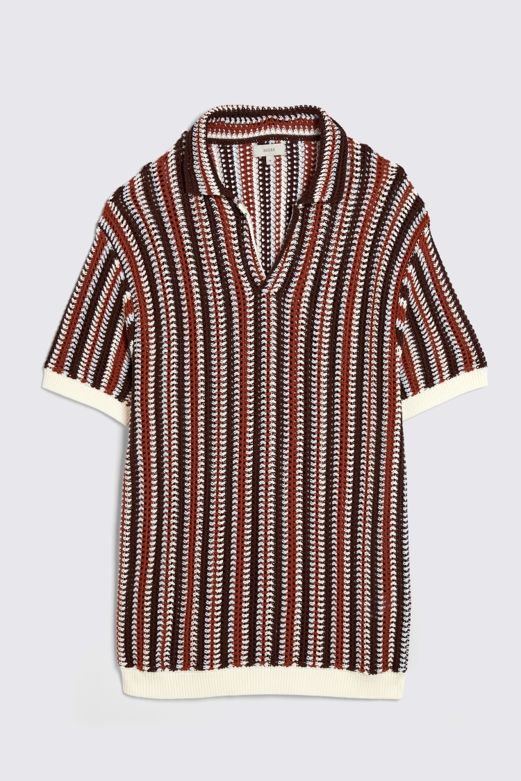 Linen Blend Ink Blue Skipper Polo   Buy Online at Moss