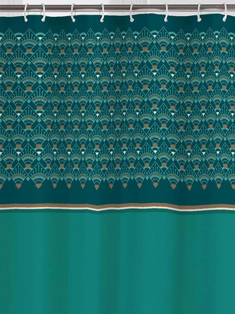 Rideau de douche avec crochets esprit art déco Vert foncé