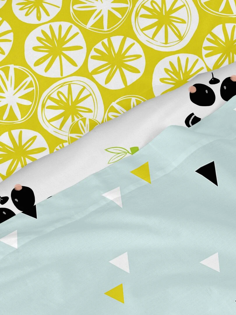 Parure de lit 2 pièces Panda garden blue "Happyfriday"   Bleu