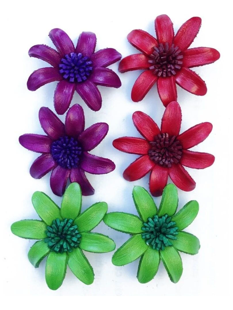 Broche cuir forme fleur Bijoucolor Violet