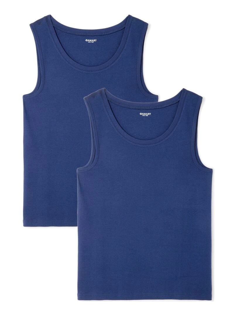 Lot de 2 débardeurs Essential pur coton peigné Damart Bleu marine