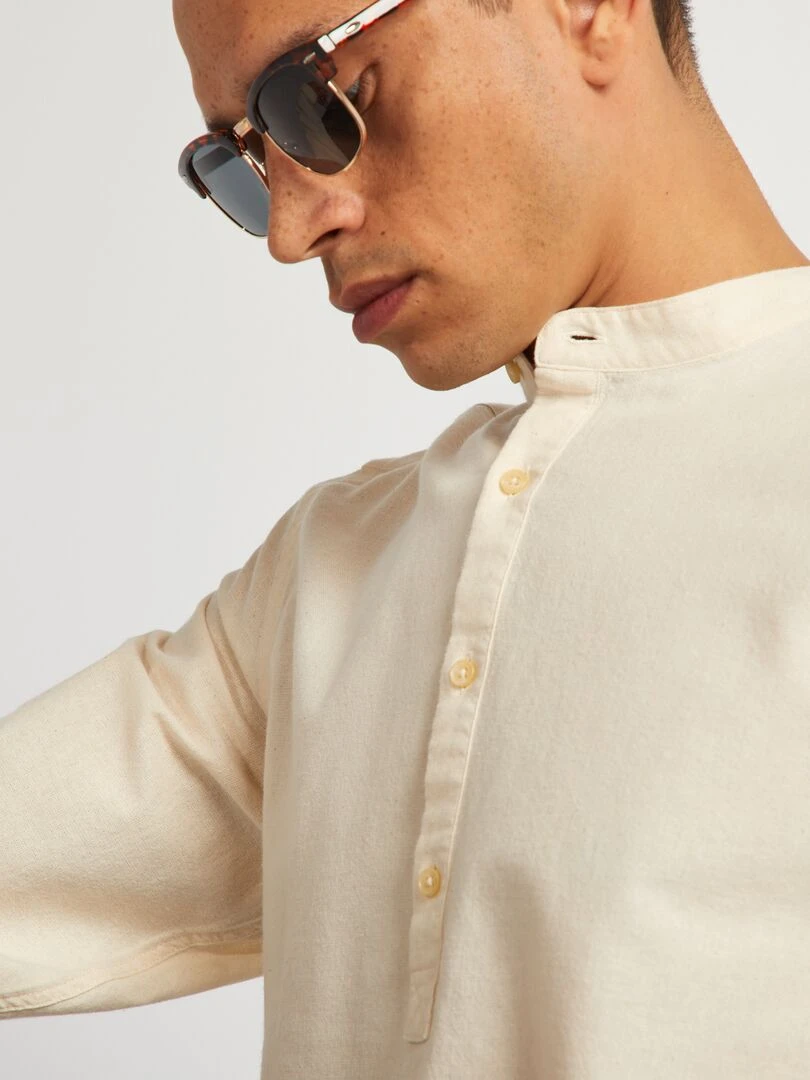 Chemisier à col tunisien undyed   Blanc