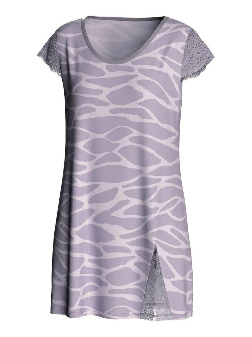 Chemise de nuit courte à motif d'écume Benita Gris