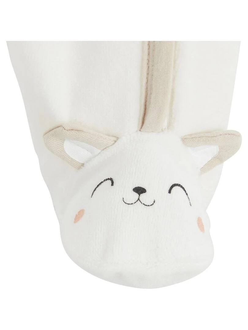 Pyjama bébé en velours ouverture zippée Mini Panda   Ecru