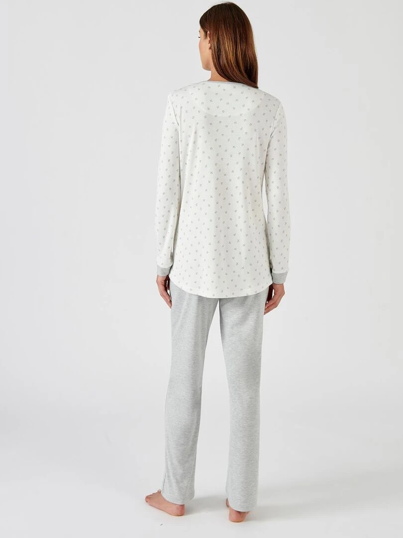 Pyjama manches longues maille interlock Thermolactyl   Damart   Blanc Ecru