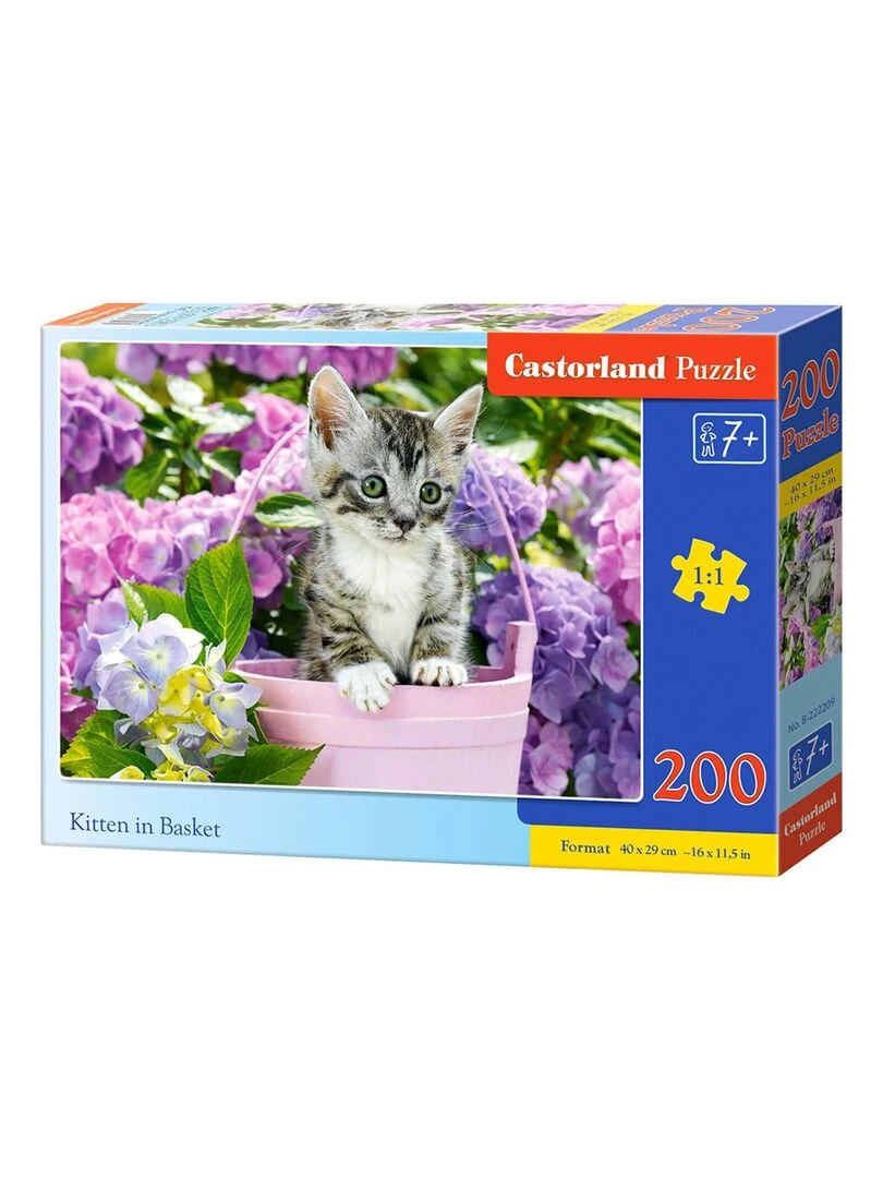 Puzzle 200 pièces : Chaton dans son panier N/A