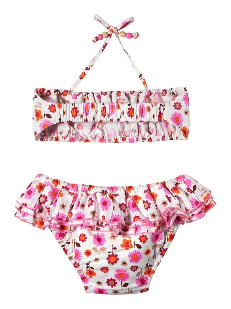 Maillot de bain 2 pièces     fleuri    SWAN   'LA FAUTE A VOLTAIRE'   Blanc Rose