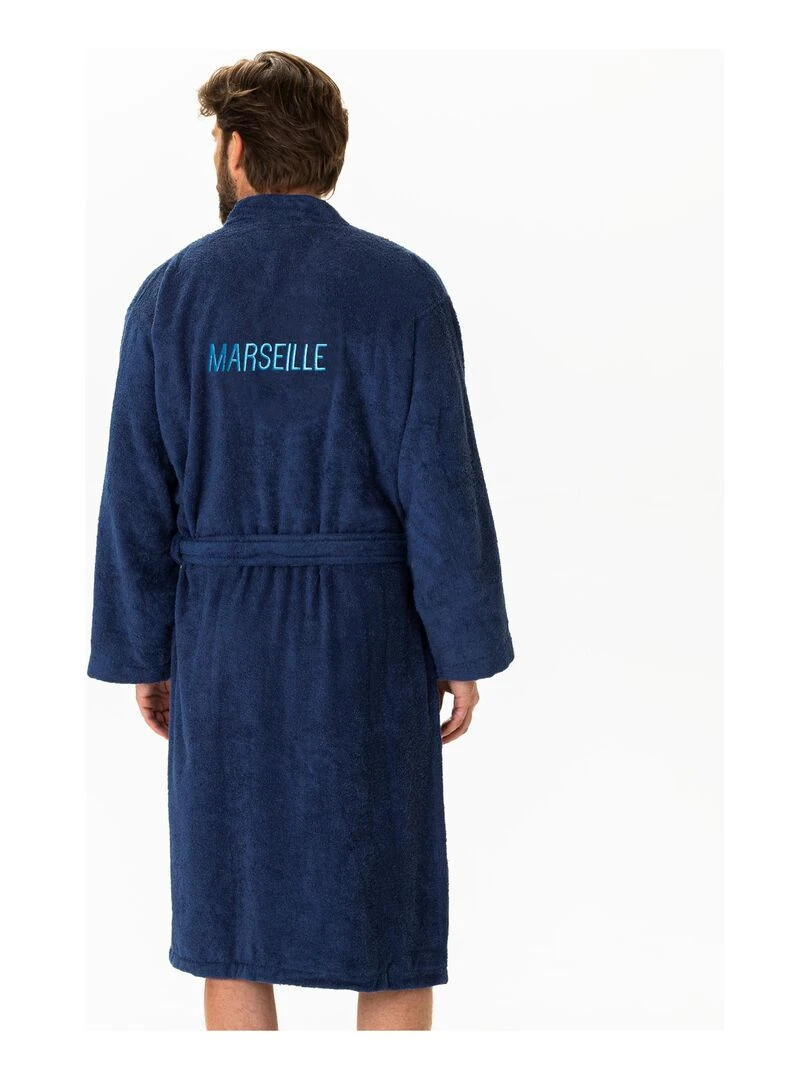Peignoir adulte 100% coton OM RUBAN Bleu
