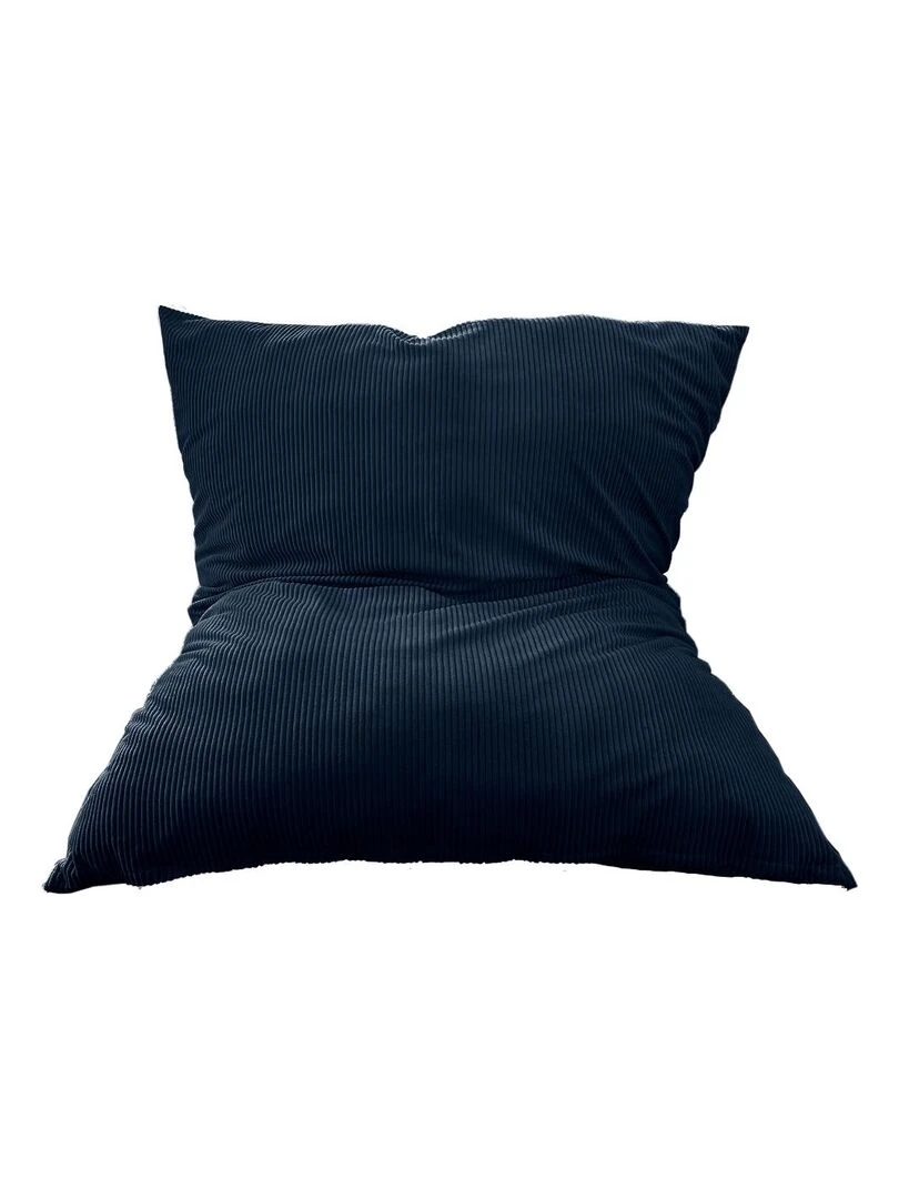 Pouf en Velours Côtelé Chic Doux et Déhoussable Bananair Bleu nuit