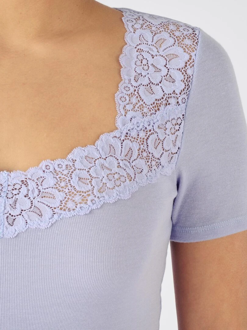 T shirt manches courtes Douceur soyeuse Thermolactyl Damart Bleu lavande