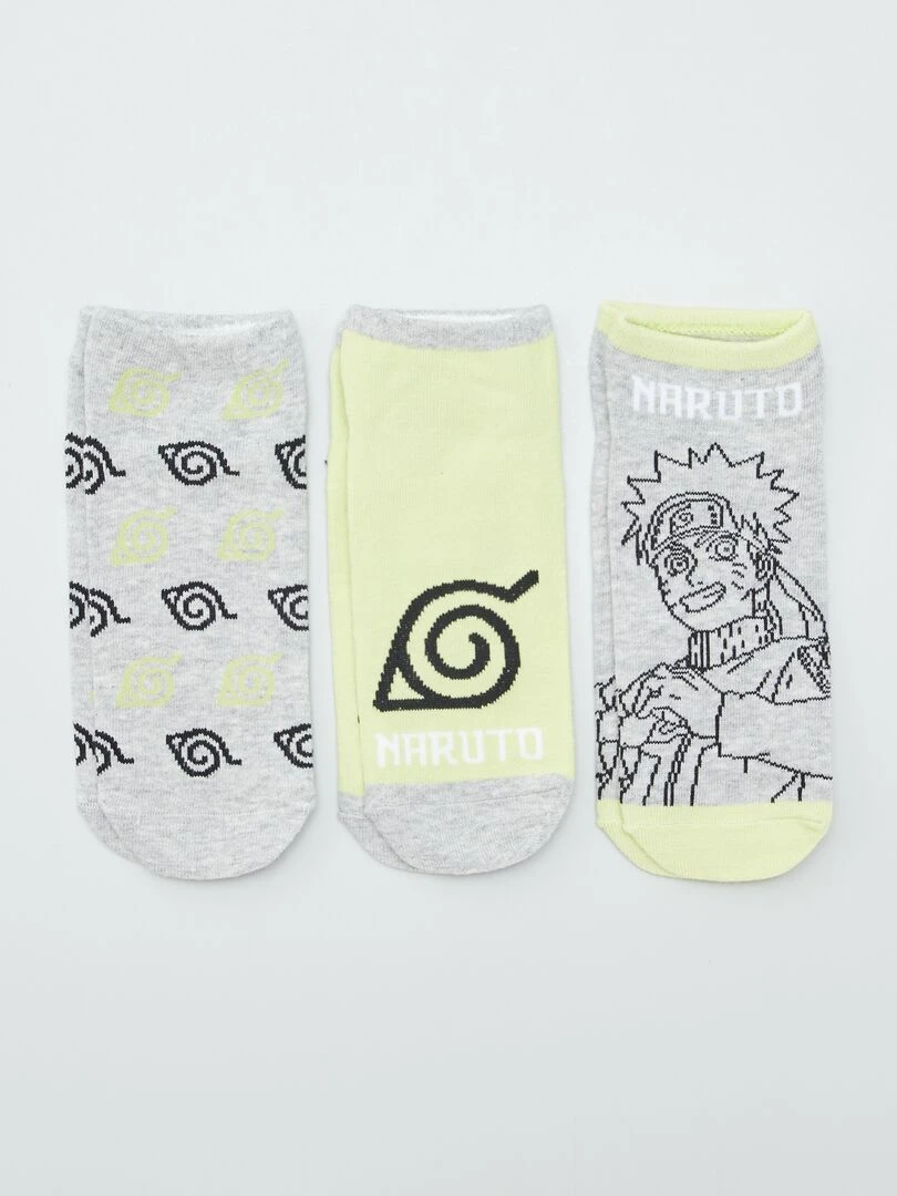 Chaussettes 'Naruto' Lot de 3 Gris