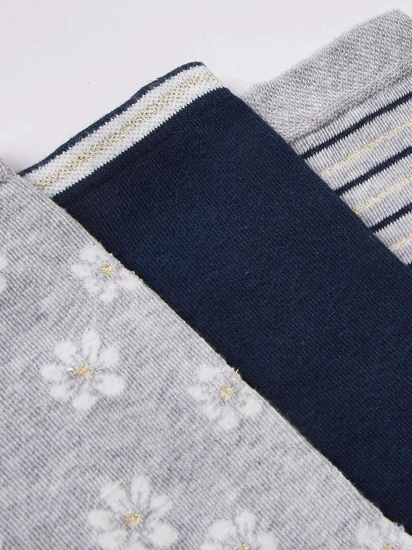 Lot de 3 chaussettes fantaisie    Damart   Bleu