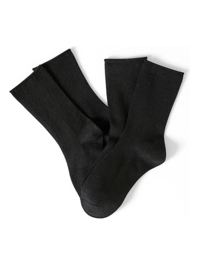 Lot de 2 paires de chaussettes soie et Thermolactyl   Damart   Noir