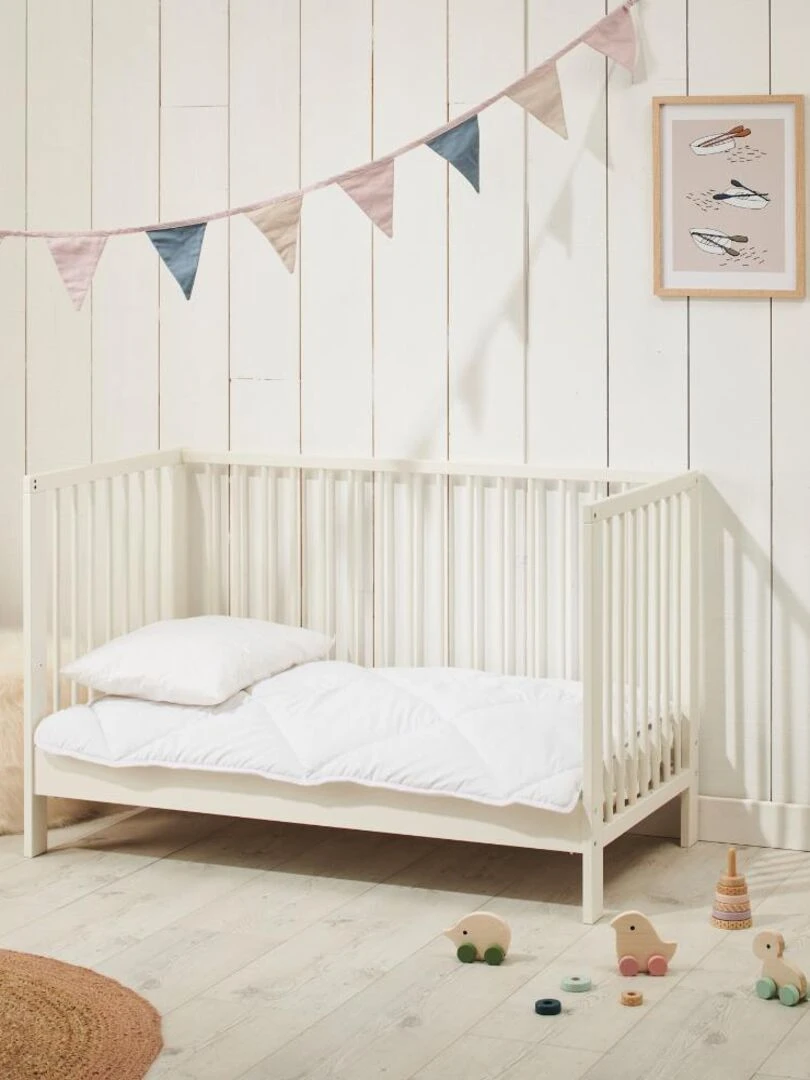 Bleu Câlin Couette et oreiller bébé lavables à 95°C Blanc
