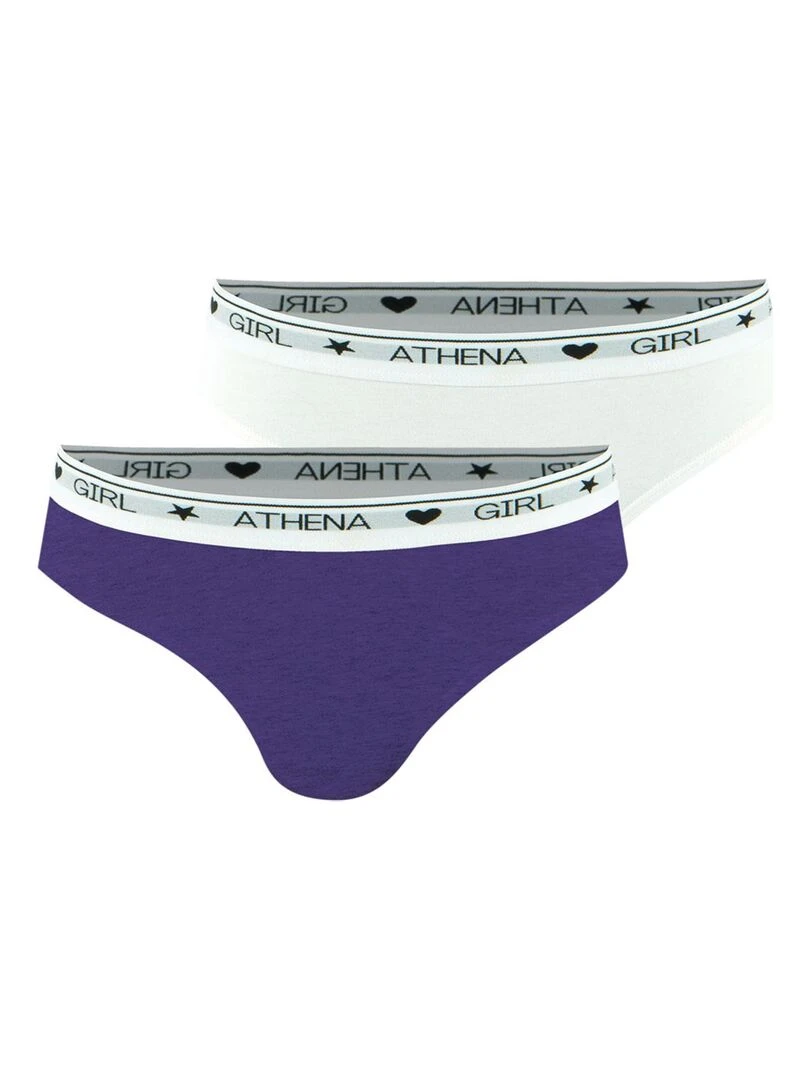 Lot de 2 slips fille Coton Ultra Doux Fille Blanc Violet