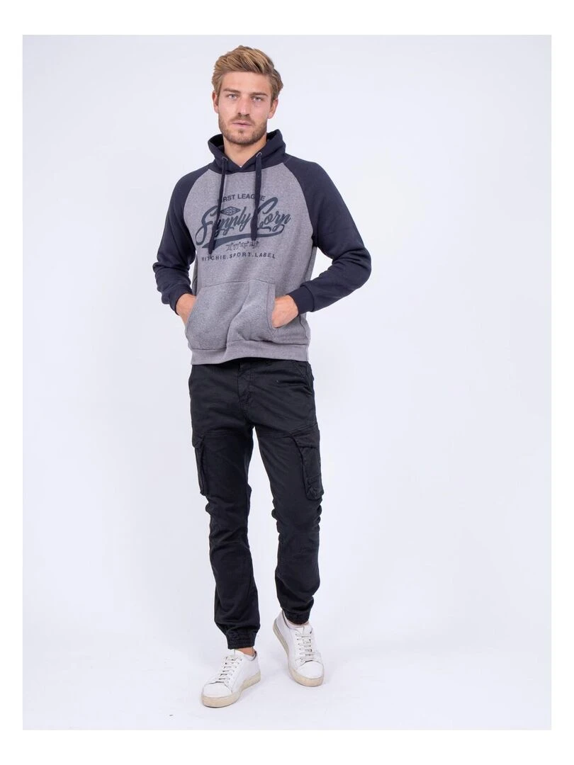 Sweat capuche WANDERLUST   Bleu marine