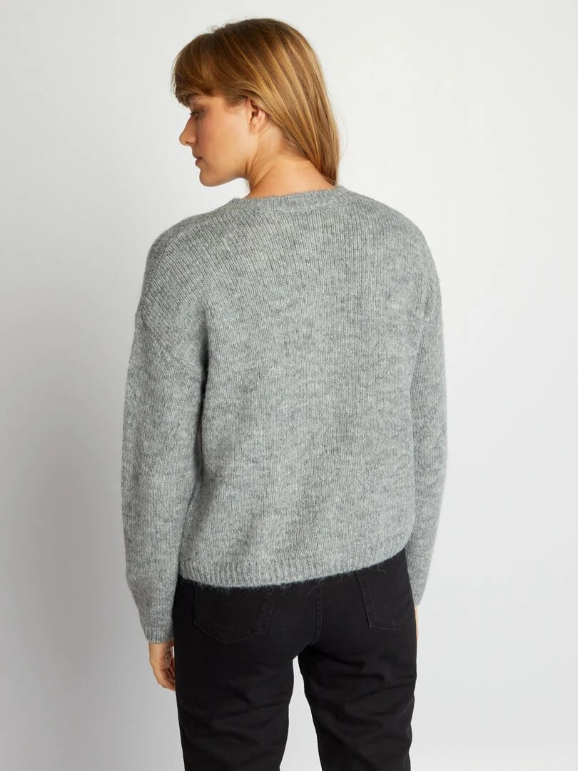 Gilet en maille avec ouverture boutonnée   Gris