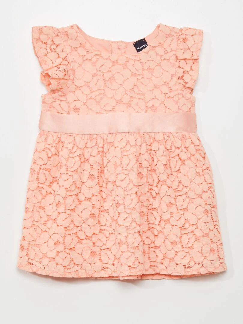 Robe en dentelle avec ceinture Rose