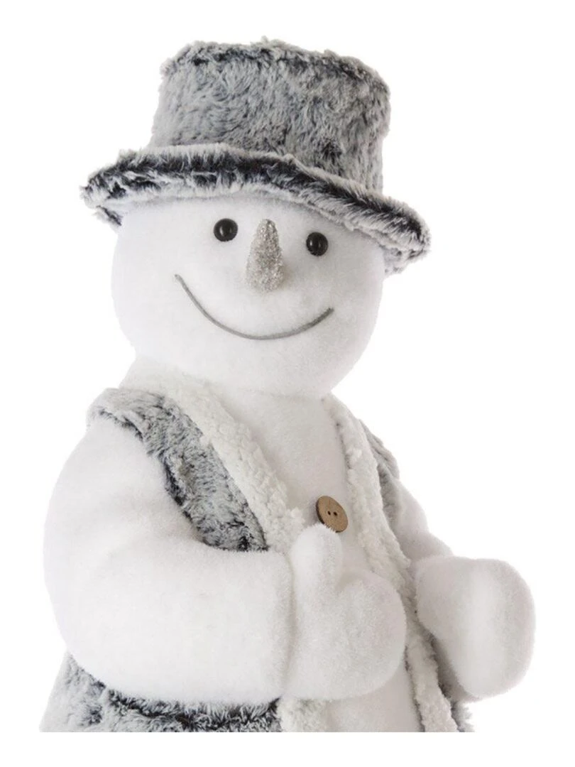 Décoration bonhomme de neige debout avec chapeau 50 cm Blanc