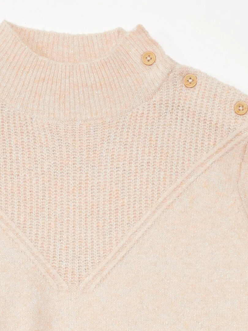 Robe pull en maille col montant   Rose