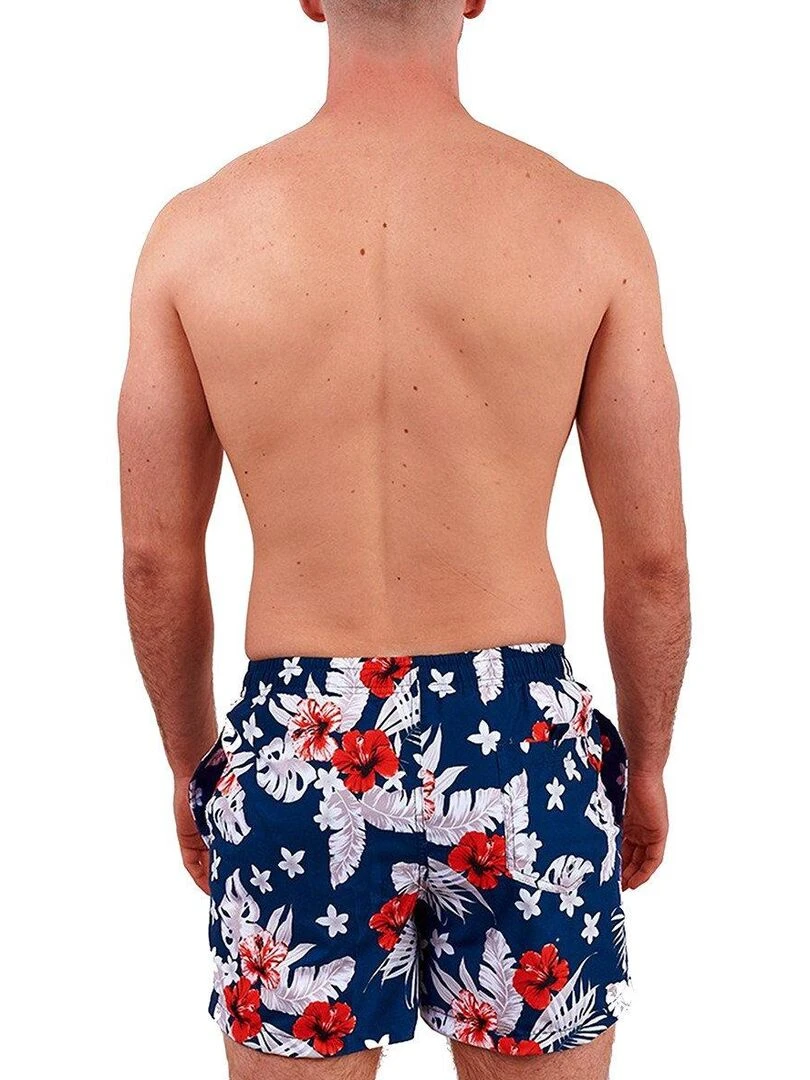 Short de bain à fleurs California   Bleu