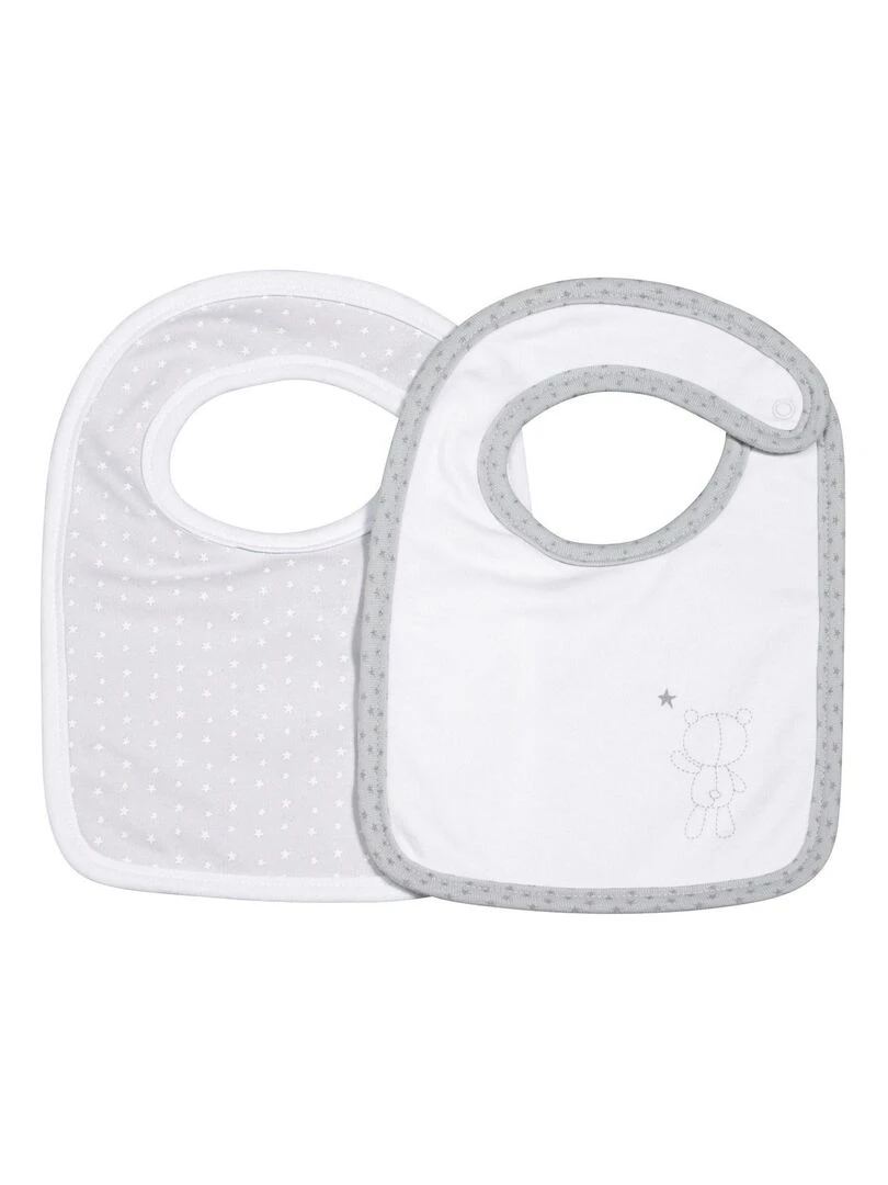Bavoirs lot de 2 en coton SAUTHON Gris