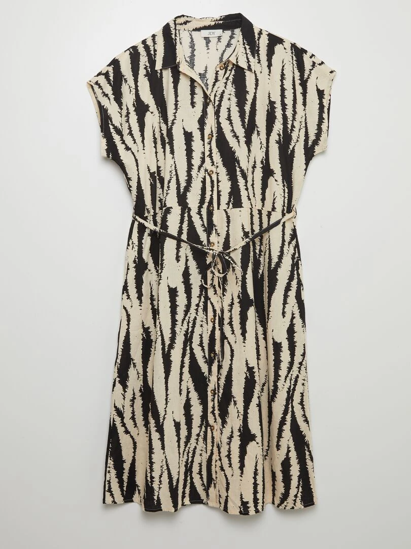 Robe chemise imprimée en lin mélangé 'JDY' Noir