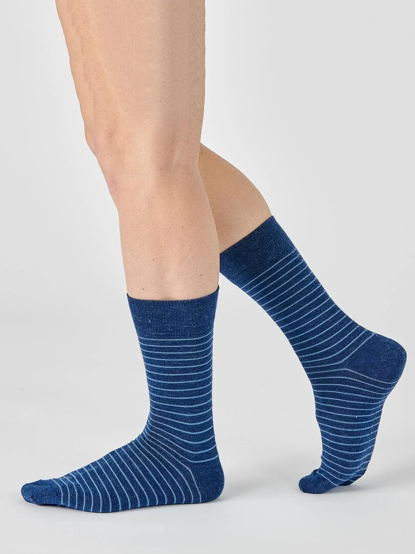 Lot de 2 paires de chaussettes mélange soie et Thermolactyl   Damart   Bleu