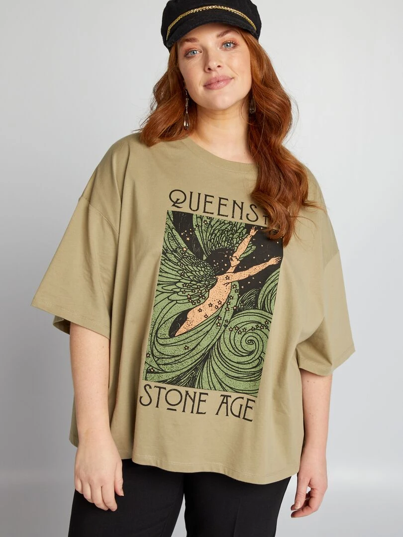 T shirt 'Queens of the stone age' à col rond Vert