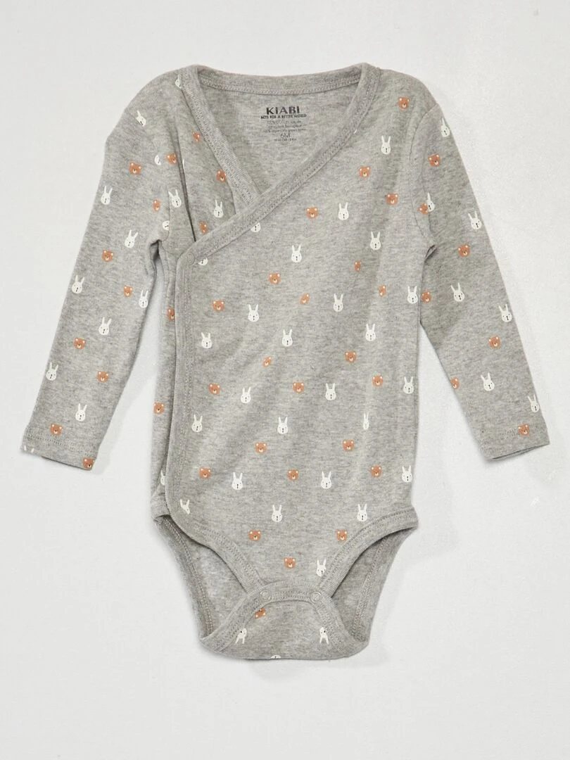 Lot de 3 bodies en maille côtelée   3 pièces   Blanc/gris