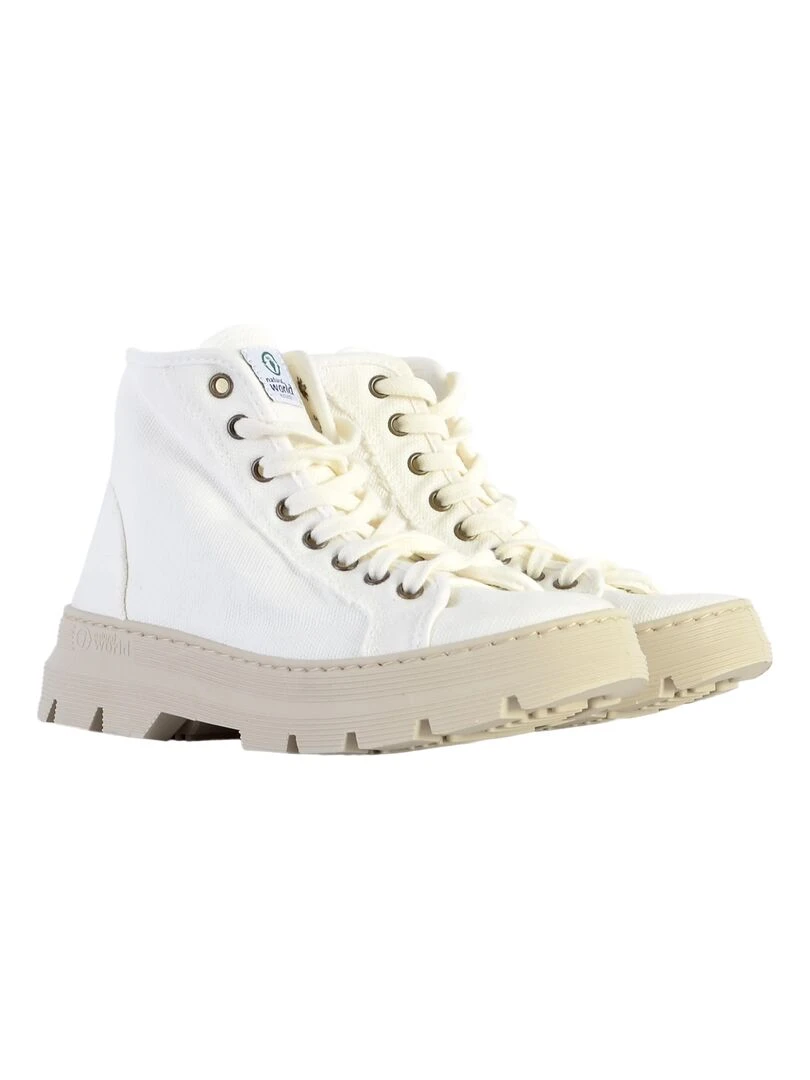 Basket Montante à Lacets Natural World Bota Enzimatica   Blanc
