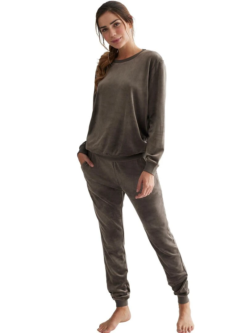 Tenue détente et intérieur pyjama pantalon sweat Sport Kaki