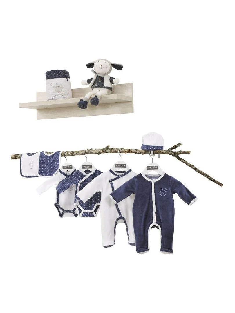 Pyjama bébé à manches longues en velours   SAUTHON   Bleu