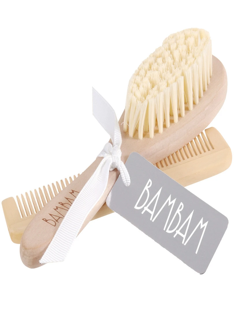 Peigne et brosse en bois Beige