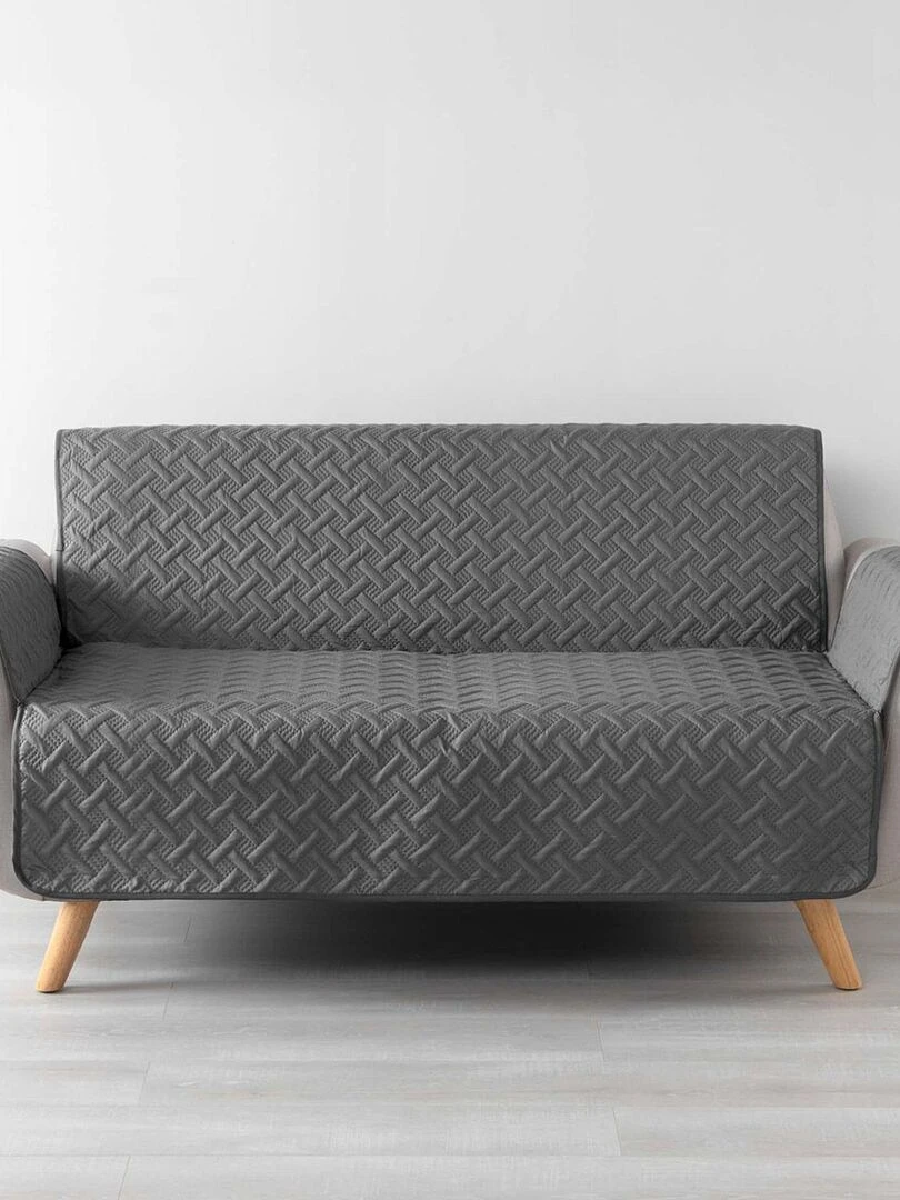 Protège canapé 3 places matelassé 279x179 uni Lounge anthracite Gris