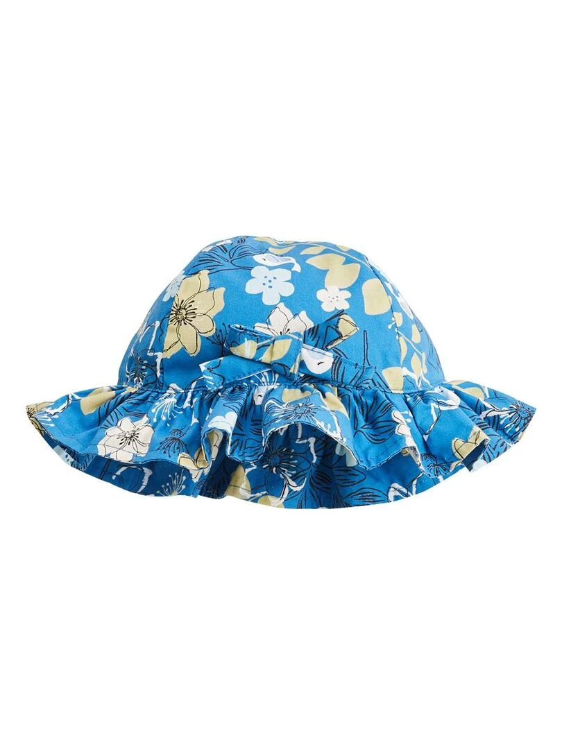 Barboteuse bébé + chapeau en popeline Flora   Bleu