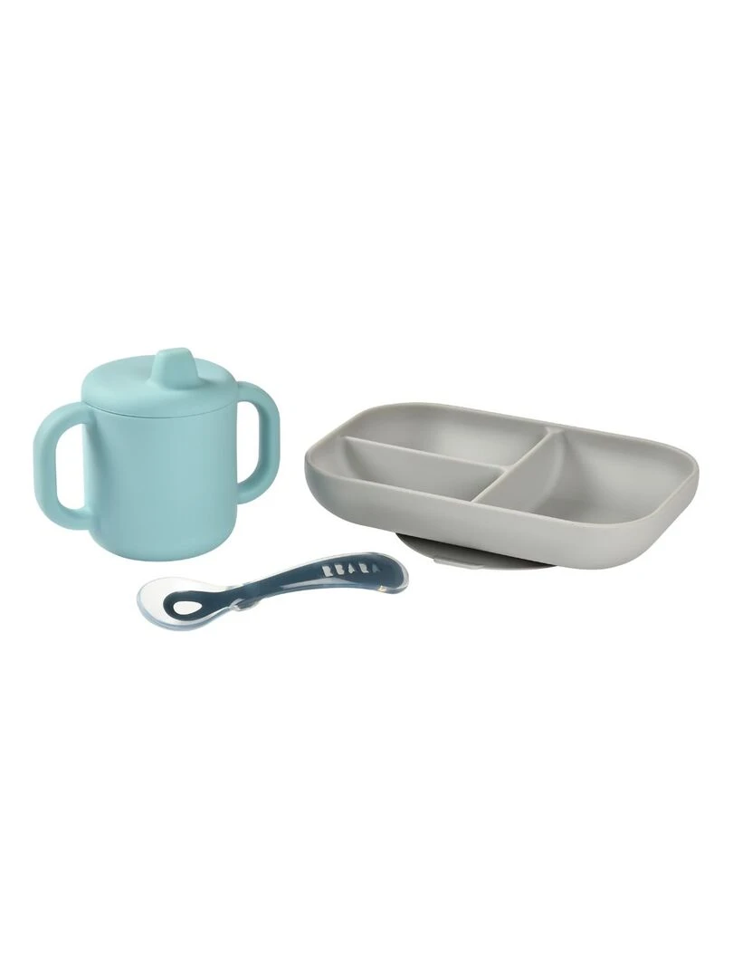 Coffret d'apprentissage en silicone blue (3 pièces) Gris Bleu