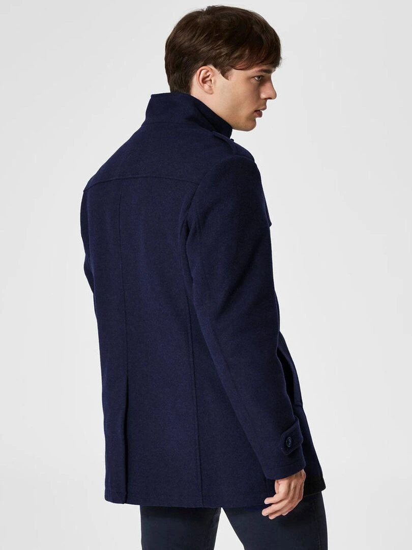 Manteau en laine boutonné Selected   Bleu