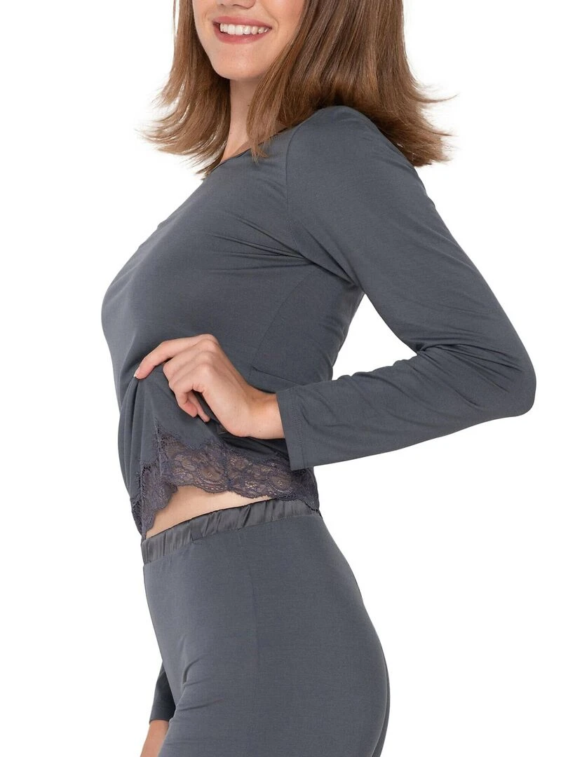 Top manches longues Micro Touch   Gris