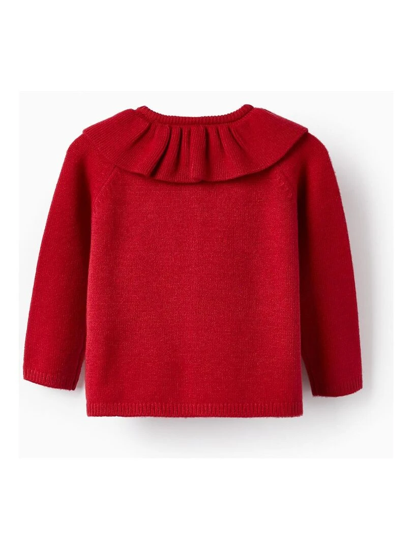 Knitted Jacket with Ruffle for Baby Girls NOËL Rouge foncé