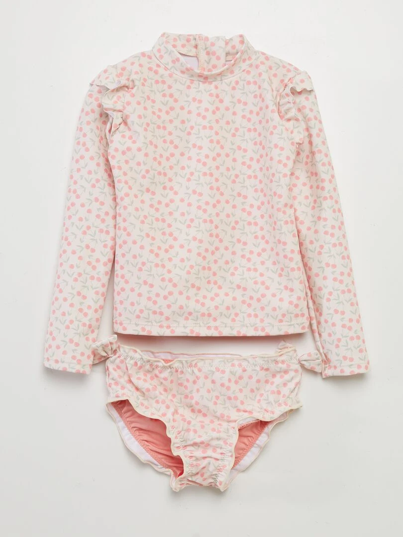 Tee shirt de bain + culotte de bain 'cerise' Rose cerise