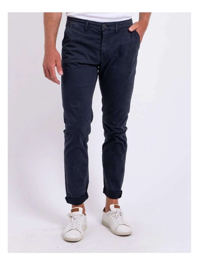 Pantalon chino coupe ajustée CARLTARO Bleu marine