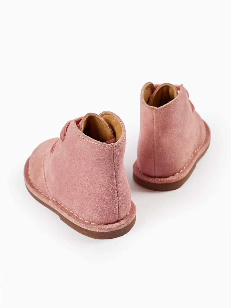 Bottes en cuir pour bébé fille   LITERATURE CLUB   Rose clair